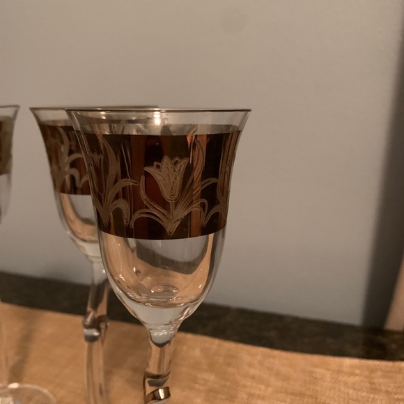 Bohemian Crystal Cordial Etched Gold Stemware - Picture 3 of 6